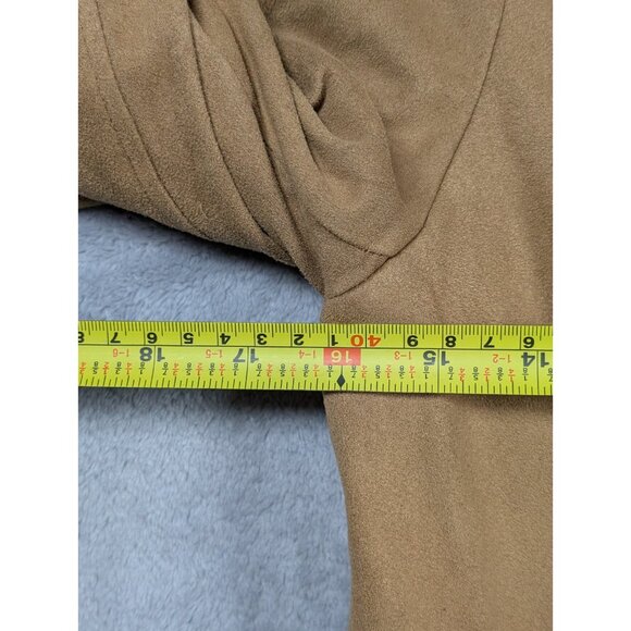 Forever 21 Faux Suede Motto Jacket Womens Size Medium Beige Notched Lapels - Picture 6 of 10